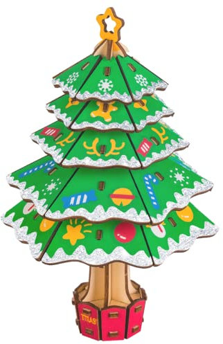 3D Holz Puzzle Weihnachtsbaum,Puzzle 3D Verzierung Aus Holz Modellbausatz Weihnachts Puzzle Spiel Stellte Desktop-Dekoration Weihnachten Erwachsene Geschenk Für Junge Mädchen Jugendliche Kinder Ab 5+