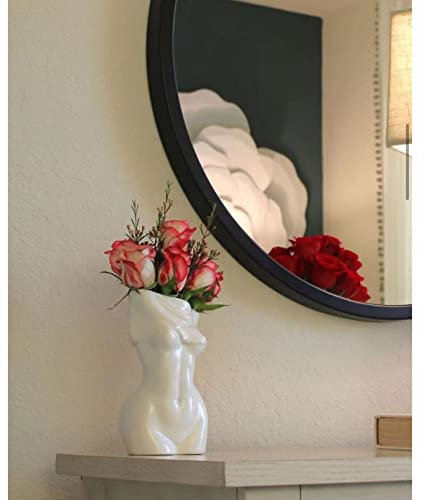 Cutfouwe Vase Frauenkörper Stehender Körper, Abstract Frau Körperform Gesäß Weiß Keramik Vase, Hintern Vasen Boho Deco, Deko Vase aus Keramik, H 20 cm,Glazed White