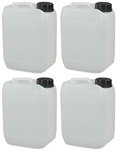 PowerChem 5L JERRY CAN - UN Approved Stackable Bottle Container + 51mm Tamper Evident Cap | Perfect for Storage of Water Liquids (4 x 5L Natural)