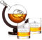 Skull Dekanter Bar-Set 850 ml mit Gravur - Motiv: Ornament - mundgeblasen - personalisierte Gläser 320 ml - Scotch, Bourbon, Rum - Männer, Väter, Bruder - Geschenk Geburtstag, Weihnachten