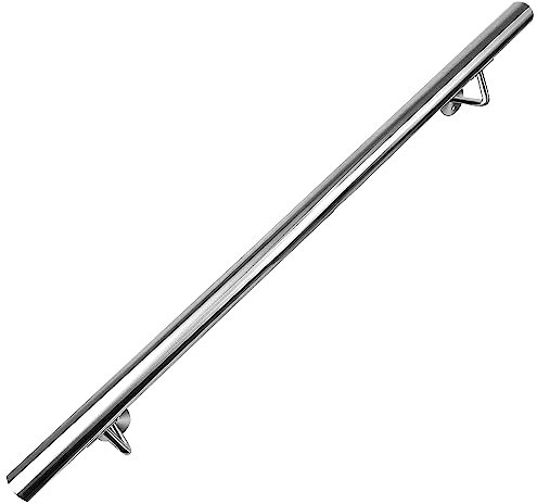 CAVATINY Pasamanos de acero inoxidable con capacidad de carga de 220 kg, pasamanos de montaje en pared para interiores y exteriores, para escaleras, balcón, acabado pulido