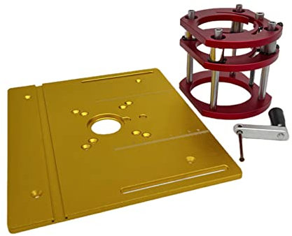 Fräser-Hebebasis und Router-Tischplatte für Motoren und Kleine Trimmmaschinen mit 64-66mm Durchmesser, PSLER Handkurbel Oberfräse Hubsockel Tisch Aluminiumlegierung Hebesystem Basis DIY Werkzeuge