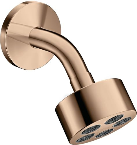 hansgrohe AXOR One Duschkopf 75 1 Strahlart wassersparend mit Brausearm, Ausladung 116 mm, 48490300, Farbe: Polished Red Gold