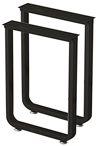 Tischgestell Metall Modern, 2X Tischbeine, Größenwahl, Schwarz, Gold & Weiß, Bodenschoner, DIY, Schwerlast, Stabil, Massiv, Einfache Montage (Color : Black, Size : 60x70cm/24 * 28in)