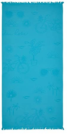 HOMELOVER Dekorativ Strandtuch, Hamamtuch, Fouta, Hohe Qualität Liegetuch, Weich & Saugfähig, Saunatuch, Schnell Trocknend Groß Badetuch, Oeko-Tex 100 Zertifiziert (70x150-Sunyse, Türkis)