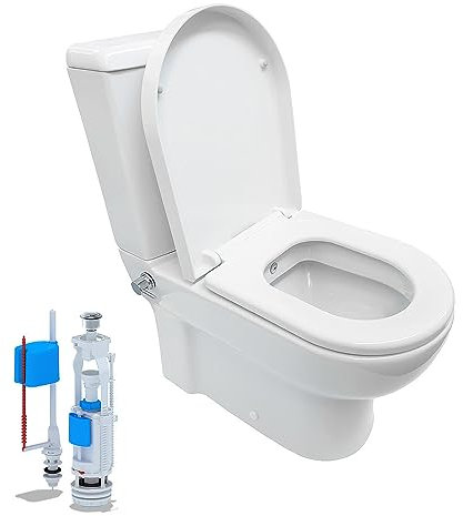 Stand-WC Taharet Kombination inkl. Armatur heiß/kalt + Spülkasten + Deckel + Spülventil Komplett-Set Weiß