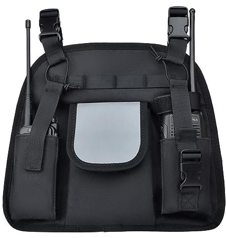 UAYESOK Radio Chest Harness, Walkie Talkie Holder Pouch Bags Pack Backpack Nylon Carry Case Utility Vest Rig Radio Tactical Chest Holster Shoulder Strap for Handheld Two Way Radio GPS Phone
