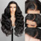 MEGALOOK Body Wave Lace Front Wigs Human Hair 13x4 HD Frontal Wig Upgraded Lace Front Wigs Human Hair Pre Plucked 220% Density Bleached Tiny Knots Wigs 28 Zoll