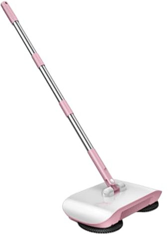 Balayeur de Tapis Manuel, 2 sur1 180 degrés rotatifs Pouss-Vide à Vide, balayeuse de Nettoyage de Sol, aspirateur ménage pour Un Petit Nettoyage des ordures (Rose)