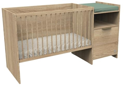 Sauthon Lit combiné 120x60 évolutif en 90x190 avec Porte décor chêne doré