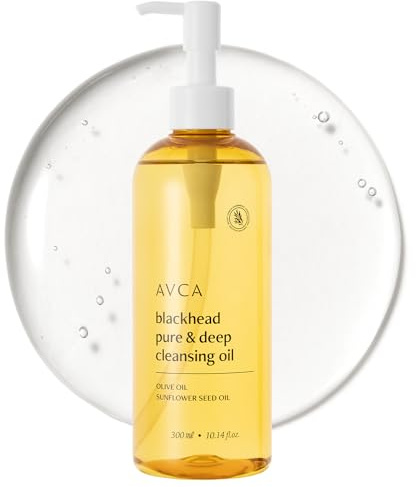 AVCA Jumbo Size Blackhead Remover Cleansing Oil 10.14 fl oz (300ml) – K-Beauty Pore Care Cleanser with PHA, Dissolves Makeup & Sebum, Gentle Exfoliating Oil Cleanser for Oily & Normal Skin