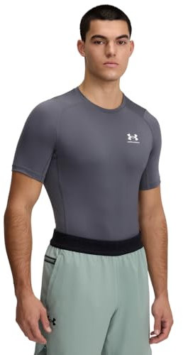 UA HG Armour Comp SS - Castlerock / / White - LG