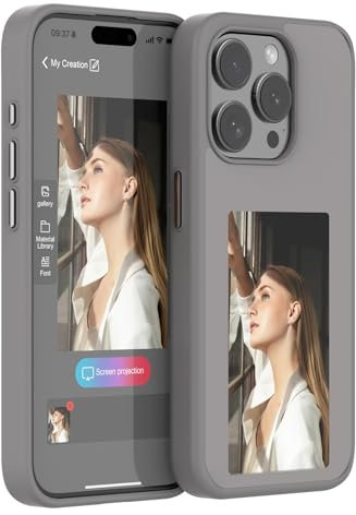 Generisch Smart Ink Screen Phone Case, E Ink Phone, Smart Ink Screen-Telefonhülle, E Ink Case iPhone (Grau, for iPhone 14Pro)