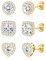 JeweBella Boucles d'oreilles Femme en Argent 925 Plaqué Or 18 Carats Clou d'Oreilles Ensemble Zirconium Rond Carré Cœur Brillant Grand Diamant Boucles d'oreilles Clou Argent/Or