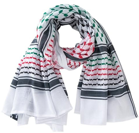 Hemore Palästina -Schal, 53,9 x 53,9 Zoll Polyester Palästina Keffiyeh, Unisex Palästinensischer Schal, Palästina -Wraps, arabischer Wrap für tägliches Tragen, Parade, Schulparty
