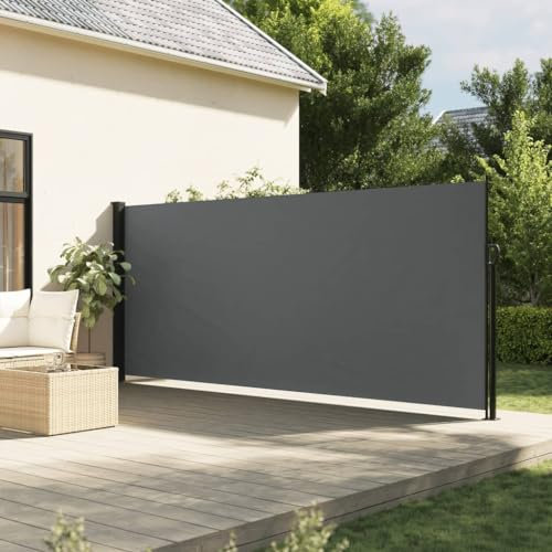 Festnight Alu-Seitenmarkise Seitenmarkise ausziehbar Seitenmarkise 180x600 Sichtschutz ausziehbarMarkise terrasse Balkon markise Sonnenschutz Blickdicht Seitenrollo-Anthrazit-180 x 600 cm