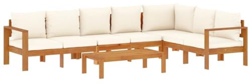 vidaXL Garten Sofa Garnitur 5-TLG., Gartenmöbel Set mit Kissen, Sitzgruppe für Garten Terrasse, Gartensofa Tisch Lounge, Massivholz Akazie