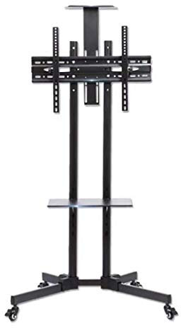 Support TV, Support de Moniteur Mural 32-65 Pouces Support de Plancher TV Noir, Support d'affichage de poulie Verticale réglable en Fer forgé