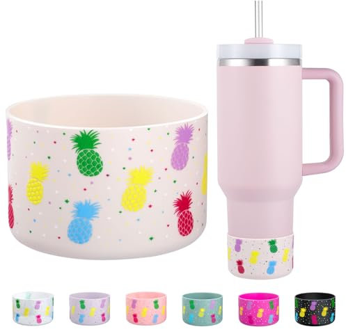 Silicone Boot for Stanley Cup 40 30 20 OZ, Bottom Cover for Yeti Rambler Cup SimpleModern 40OZ Cups, Boots Protective Sleeve for Hydro Flask 12-24 oz Water Bottle Boot Accessories (Rose Quartz)