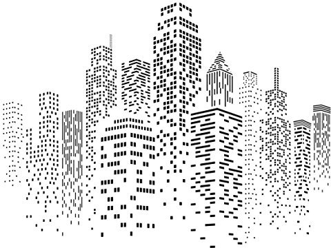 Wolkenkratzer-Schablone, 35,6 x 25,4 cm, Stadtbild, Skyline, Stadtgebäude