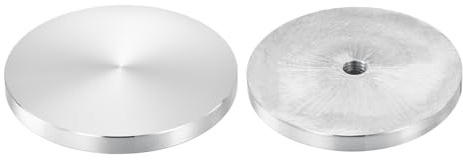 QUARKZMAN Disque en Aluminium en Forme Ronde de 80 mm de Diamètre avec Filetage M10, 2 Pièces, Adaptateur de Dessus de Table en Verre en Aluminium pour Table en Verre, Couleur Argent