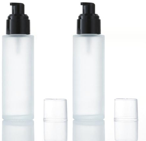 2 Pcs 100ml 3.5oz Frosted Glass Travel Bottles Leakproof Lotion Bottles Pump Dispenser Soap Dispenser Cosmetics Containers Bottle with Black Pump for Makeup Liquid Essential Oil Shampoo