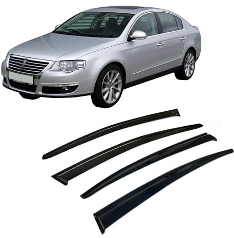 Rumplex Windabweiser Luftabweiser Regenabweiser Seitenfensterabweiser Kompatibel mit VW Passat Type B6 2006-2010 Autofenster Regenschutz Regenabweiser Anklebbare Deflektoren 4 Stück