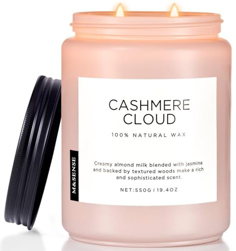 M&SENSE CashmereCloud Duftkerzen groß mit starkem Duft Milch&Kokosnuss Kerzen im Glas mit 550g 110 Std. lange Brenndauer Winter Kerzen Geschenke für Schlafzimmer, Küche und Wohnraumdekoration