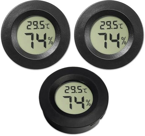 Riisoyu 3 Stück Mini Hygrometer Thermometer, Klein Innen Feuchtigkeitsmesser Temperaturmessgerät LCD Digital Temperatur Luftfeuchtigkeitsmonitor für Keller Gewächshaus Reptilien Fahrenheit Celsius
