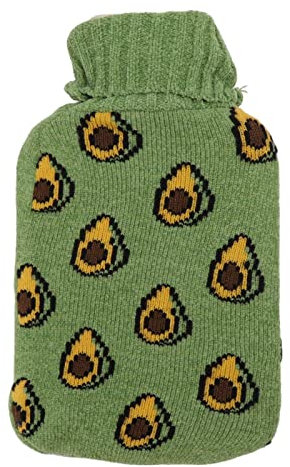 HUONIU 2000 ml Wärmflasche mit weichem Eisbär-Stoffbezug (Avocado)