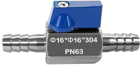 MiJunHD 16mm Barb Ball Valve, 304 Stainless Steel Mini Shut Off Valve Switch for Water,Gas,Fuel,Drip,Irrigation (1Piece)