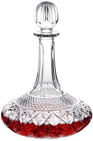 ZLFX Aeratore per Vino in Vetro Cristallo da 1500 ml/50 Once, Decanter per Vino Rosso, Decanter per Bicchiere da Vino per Uso Domestico con Coperchio, Decanter per Vino Aeratore