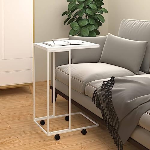 Moderner Beistelltisch mit Rollen, 40 x 30 x 63,5 cm, stylische Gartenmöbel aus Holzwerkstoff