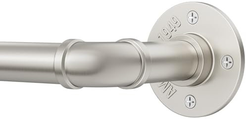 DEFYNEE Curtain Poles for Eyelet Curtains, 80-183cm Industrial Curtain Rods, 25mm Diameter Extendable Curtain Rails Indoor/Outdoor Curtain Rods for Bedroom, Living room, Office-Brushed Nickel