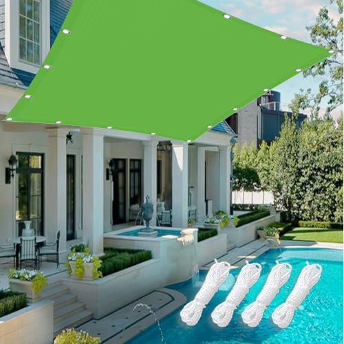 Sonnensegel mit Ösen 1.3 x 1.6 m Rechteckig mit Ösen Wasserdicht Wind 98% Uv-Schutz Reißfest Nach Mass, Windschutz Wasserdicht Segeltuch mit Ösen für Pergola/Camping, Zart Grün