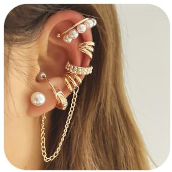 VURYAPI 7 Stück Ear Cuff für Damen Ohrmanschette Ohrringe Fake Ohrringe 14K Gold Earcuffs Fake Helix Knorpel Ohrringe Ohrklemme mit Geschenkbox