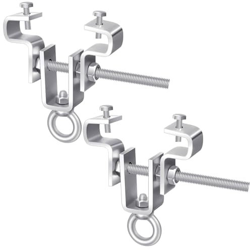 Adjustable Steel Beam Clamp - 2 Stück Verstellbare Stahlträger Befestigung mit Kranhaken und Trägerklemme für Schwere Lasten bis zu 204KG - Einstellbar von 65 mm bis 225 mm