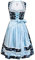 DIRNDLSTERN Damen Mini Blau - Trachtenkleid Baumwolle mit Blumenmuster Dirndlkleid mit Schürze und Ersatzknöpfen Ausgestattet 42