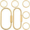BEIQIYA Gold Key Chain Carabiner, Brass Screw Lock Keychain with 5pcs Flat Rings, Portable Jump Rings Clip for Keys Car Bags Decorations Keychain Making