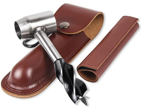 Stainless Steel Carbon Steel Auger, Scotch Eye Wood Drill Bit Peg and Manual Hole Maker Multitool, for Bushcraft Camping