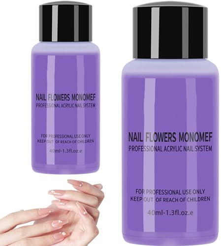2 Bottles Monomer Acrylic Nail Liquid 40ml Professional Safe Gentle Acrylic Nail Monomer Liquid for Nailsalon