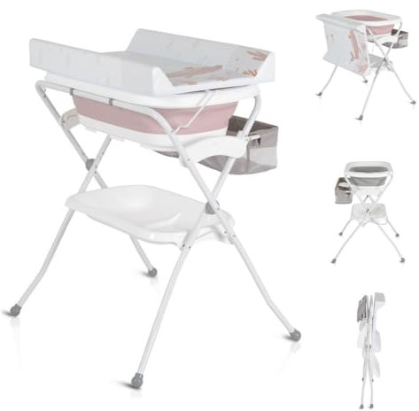 Cangaroo baignoire pour bébé Table à langer Como 2 en 1 pliable matelas à langer, coloris:rose