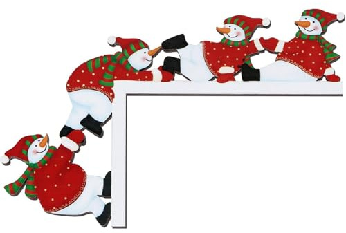 Muorruo Adorno de Puerta navideña, decoración para Marco de Puerta, Decorado de Esquina, muñeco de Nieve navideño de Madera para Interiores y hogar, Cubiertas de perillas navideñas, Ornamento de