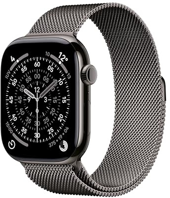 Apple Watch Series 11 GPS + Cellular, Cassa 46 mm in titanio ardesia con Loop in maglia milanese ardesia - M/L