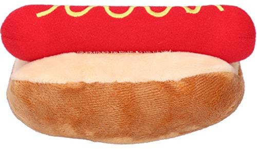Xiuganpo Hot-Dog-Form, Weiches Plüsch-Hundespielzeug, Interaktives, Quietschendes Haustierspielzeug Zur Linderung von Einsamkeit, 14 X 7,9 X 7,1 cm, für Katzen und Hunde