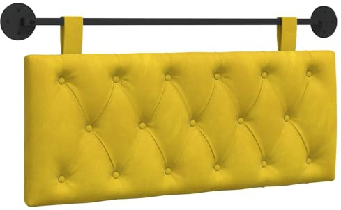 vidaXL Hängendes Kopfteil Gelb Samt, Schlafzimmer, modernes Wand-Kopfteil, rechteckig mit Samtbezug, gesteppt, Holzwerkstoff, platzsparende Dekoration