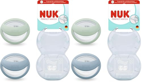 NUK Perfect Match Baby Schnuller | 0-6 Monate | Stillfreundlich, kiefergerechte Beruhigungssauger | 95% Akzeptanz bei Babys** | Grün/Blau | 2 Stück (Packung mit 2)