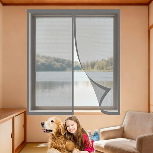 Magnetica Zanzariera 165 x 135 cm Varie Taglie Zanzariera Magnetica Rete Rete Anti Zanzare Chiuso Automaticamente Pieghevole per La Maggior Parte Dei Tipi di Finestre, Grigio