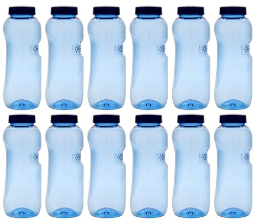 Flaschenland PET-Trinkflaschen Titan mit Schraubverschluss blau Kavodrink Titan BPA-frei ohne Weichmacher, ideal für Büro, Sport, Haushalt, Krankenhäuser und andere Einrichtungen (12, 500, Milliliter)
