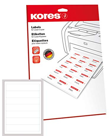 Kores Ordnerrücken-Etiketten für Ink Jet, Laser und Kopierer, 192 x 38 mm, 25 Blatt, weiß, L19038.25, 190,0 x 38,0mm